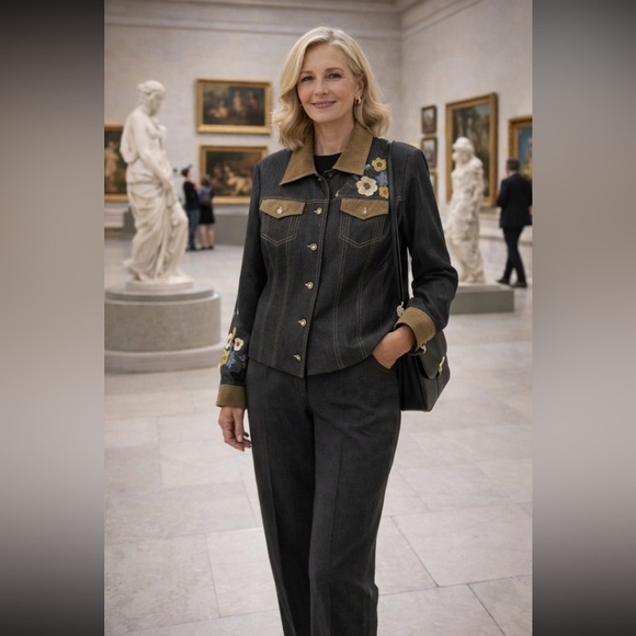 Conrad C Collection Jackets & Blazers - Vintage Stunning Conrad C Set NWOT Denim Embroidered Jacket/Pants size 12.